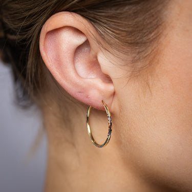 9ct Yellow White And Rose Gold Tricolour Silverfilled Diamond Cut 1.8 X 25mm Hoop Earrings