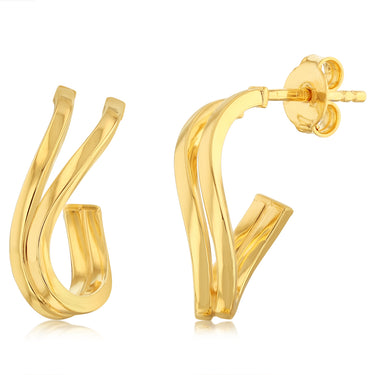 9ct Yellow Gold Silverfilled Mini Wave 3/4th Hoop Earrings