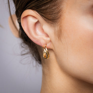 9ct Yellow Gold Silverfilled Mini Wave 3/4th Hoop Earrings