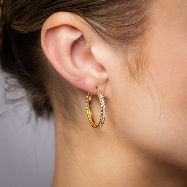 9ct Yellow Gold Silverfilled Crystals On Hoop Earrings
