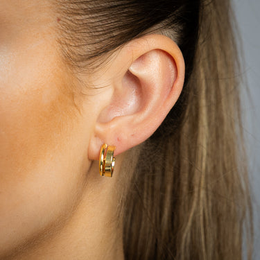 9ct Yellow Gold Silverfilled Polished Double 3/4th Hoop Earrings