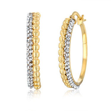 9ct Yellow Gold Silverfilled Crystals On Fancy Hoop Earrings