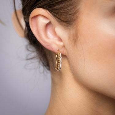 9ct Yellow Gold Silverfilled Crystals On Fancy Hoop Earrings