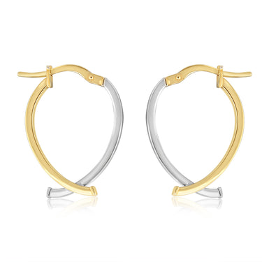 9ct Yellow And White Two Tone Gold Silverfilled Ellipse Shaped Hoop Earrings