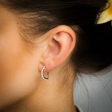 9ct Yellow Gold Silverfilled Crystals On Heart 3/4th Hoop Earrings