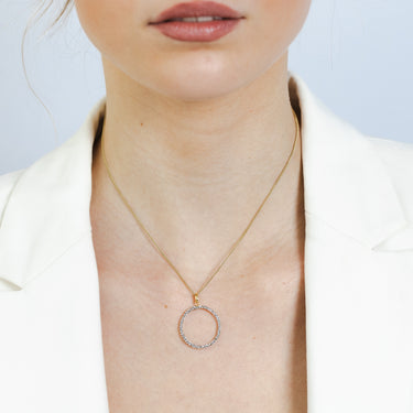 9ct Yellow Gold Silverfilled Crystals Circle Of Life Pendant