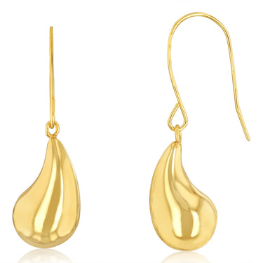 9ct Yellow Gold Silverfilled Tear Drop Hook Earrings