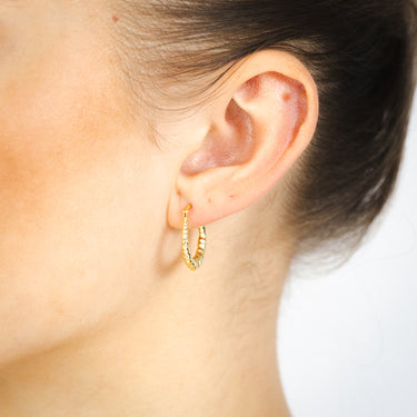 9ct Yellow Gold Silverfilled Patterned Creole Hoop Earrings