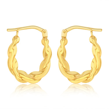9ct Yellow Gold Silverfilled Twisted Hoop Earrings