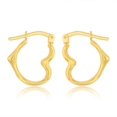 9ct Yellow Gold Silverfilled Heart Shaped Hoop Earrings