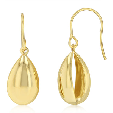 9ct Yellow Gold Silverfilled Polished Teardrop Hook Earrings