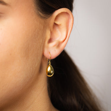 9ct Yellow Gold Silverfilled Polished Teardrop Hook Earrings