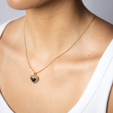 9ct Yellow Gold Silverfilled Patterned Heart Shaped Locket Pendant