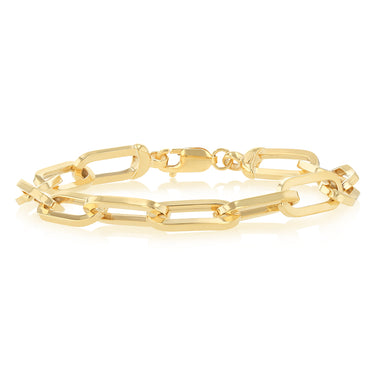 9ct Yellow Gold Silverfilled Solid Paperclip 20cm Bracelet