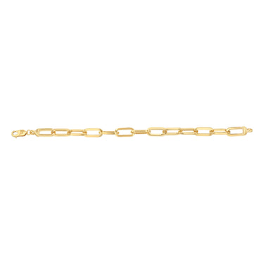 9ct Yellow Gold Silverfilled Solid Paperclip 20cm Bracelet