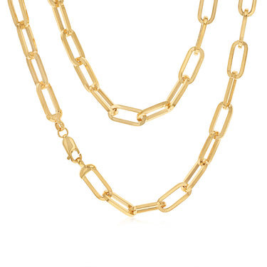 9ct Yellow Gold Silverfilled Solid Paperclip 50cm Chain