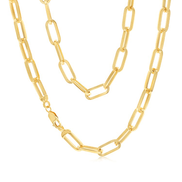 9ct Yellow Gold Silverfilled Solid Paperclip 55cm Chain
