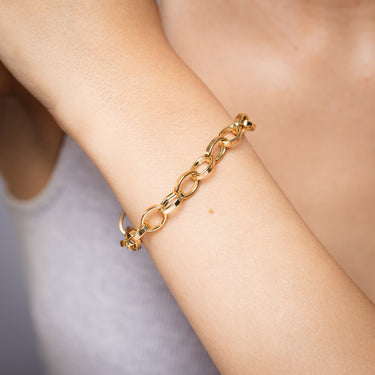 9ct Yellow Gold Silverfilled Hollow Belcher 19cm Bracelet