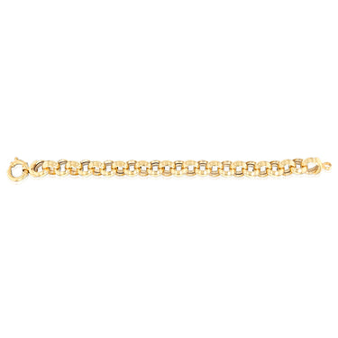 9ct Yellow and White Gold Silverfilled Two-Toned Hollow Belcher 20cm Bracelet