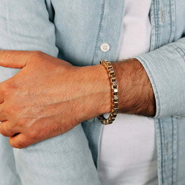 9ct Yellow and White Gold Two-Toned Silverfilled Solid 20cm Bracelet