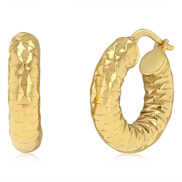 9ct Yellow Gold Silverfilled Sparkle Hoop 10mm Earrings