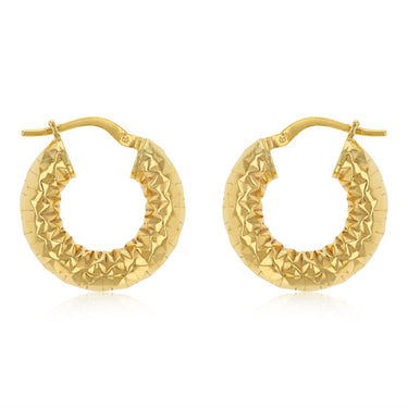 9ct Yellow Gold Silverfilled Sparkle Hoop 10mm Earrings