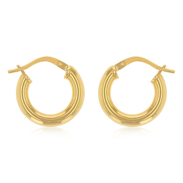 9ct Yellow Gold Silverfilled Hollow 10mm Hoop Earrings