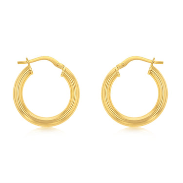 9ct Yellow Gold Silverfilled Hollow 15mm Hoop Earrings