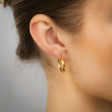 9ct Yellow Gold Silverfilled Hollow 15mm Hoop Earrings