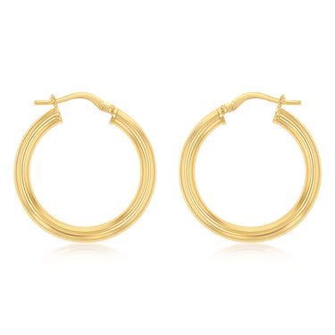 9ct Yellow Gold Silverfilled Hollow 20mm Hoop Earrings