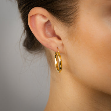 9ct Yellow Gold Silverfilled Hollow 20mm Hoop Earrings