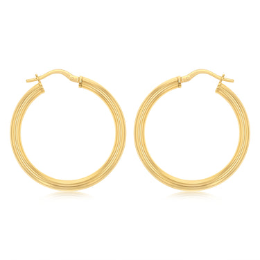 9ct Yellow Gold Silverfilled Hollow 25mm Hoop Earrings