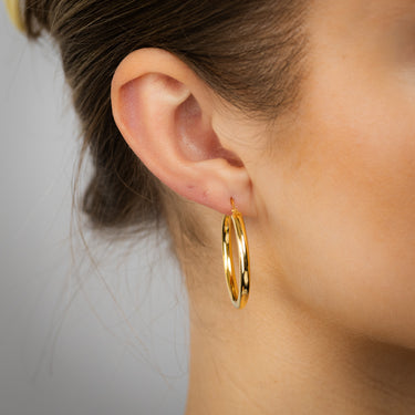 9ct Yellow Gold Silverfilled Hollow 25mm Hoop Earrings
