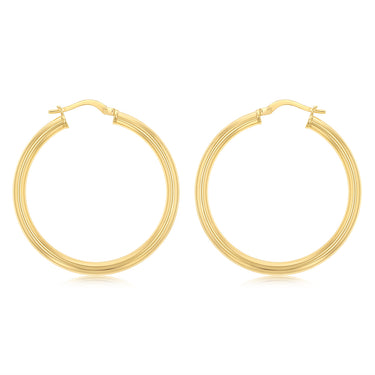 9ct Yellow Gold Silverfilled Hollow 30mm Hoop Earrings