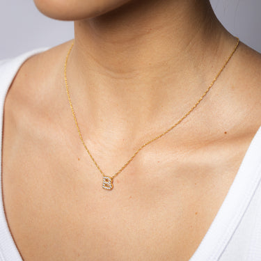 9ct Yellow Gold Silverfilled Cubic Zirconia Initial "B" Pendant On Chain