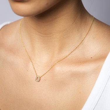 9ct Yellow Gold Silverfilled Cubic Zirconia Initial Letter "D" Pendant On Chain