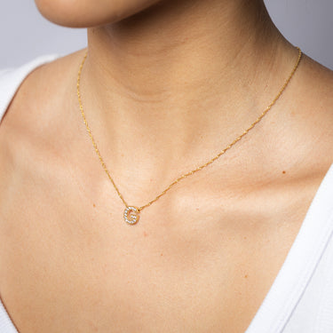 9ct Yellow Gold Silverfilled Cubic Zirconia Initial Letter Pendant On Chain