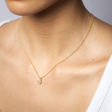 9ct Yellow Gold Silverfilled Cubic Zirconia Initial Letter "J" Pendant On Chain