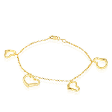 9ct Silverfilled Heart Charm Fancy Bracelet