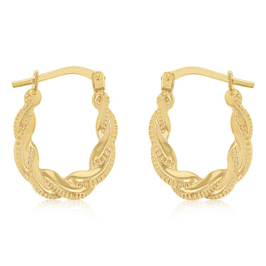 9ct Yellow Gold Silverfilled Twisted Horseshoe Hoop Earrings