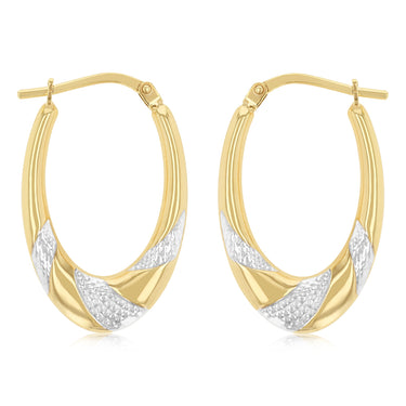 9ct Two Tone Silverfilled Creole Hoop Earrings