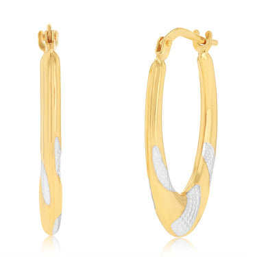 9ct Two Tone Silverfilled Creole Hoop Earrings