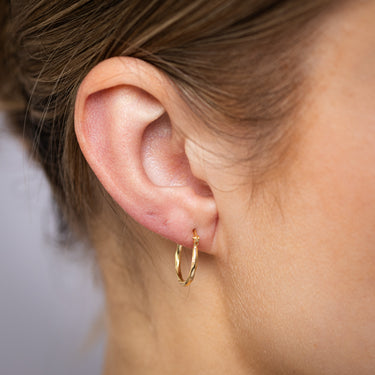 9ct Yellow Gold Silverfilled Textured Hoop Earrings