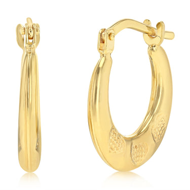9ct Yellow Gold Silverfilled Fancy Heart Hoop Earrings