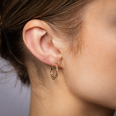 9ct Yellow Gold Silverfilled Textured Hoop Earrings