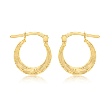9ct Yellow Gold Silverfilled Twisted Hoop Earrings