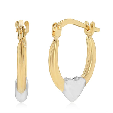 9ct Two Tone Silverfilled Fancy Heart Hoop Earrings