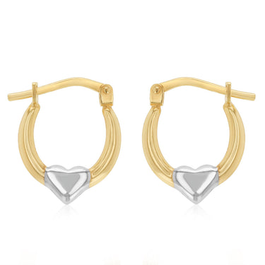 9ct Two Tone Silverfilled Fancy Heart Hoop Earrings