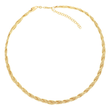 9ct Yellow and White Gold Silverfilled Herringbone Chain Necklace