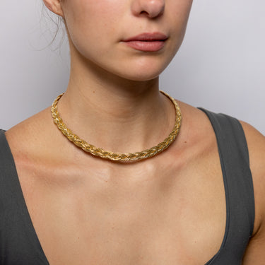 9ct Yellow and White Gold Silverfilled Herringbone Chain Necklace